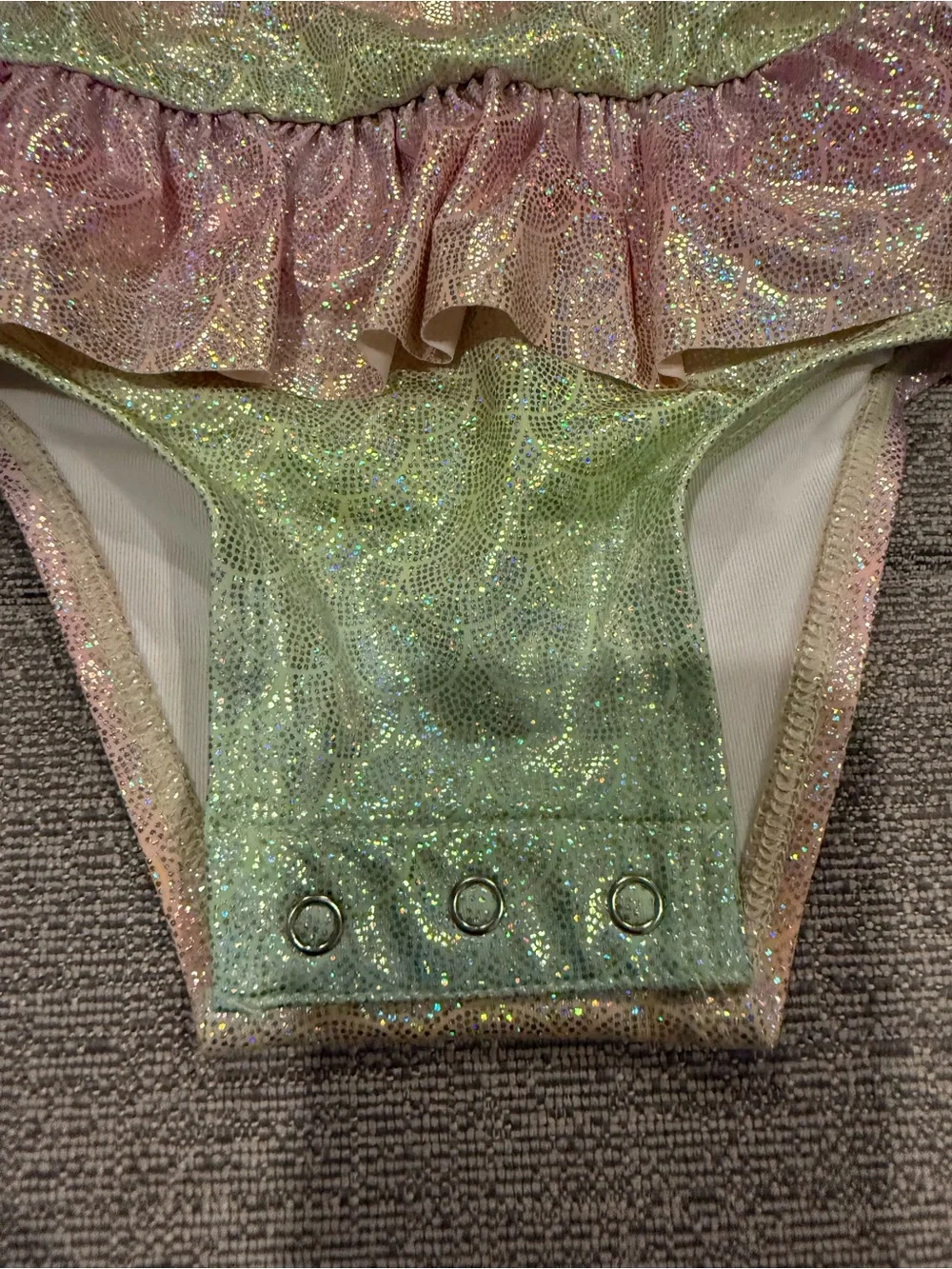 Baby Girl Old Navy One Piece Mermaid Swimsuit With Ruffles and SNAPS!